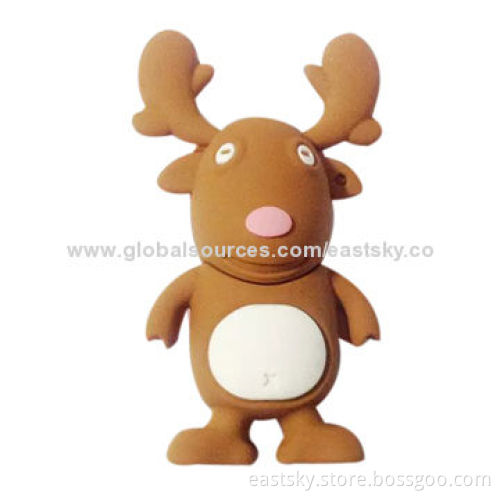 Reindeer-shaped USB, made of soft PVC material, OEM orders are welcomeNew